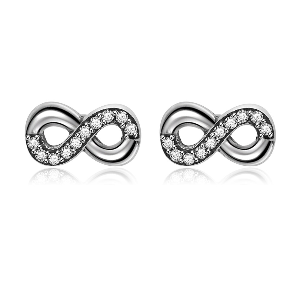 Silver Infinity Symbol Ear Studs